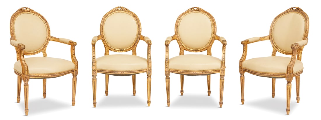 Suite of Four Louis XVI-Style Giltwood Fauteuils (1 of 7)