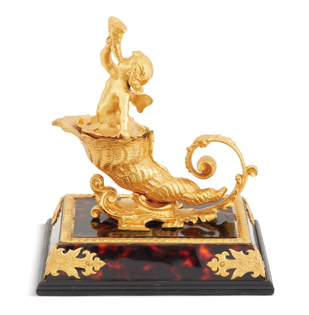 Gilt-Bronze and Faux Tortoiseshell Encrier (1 of 3)