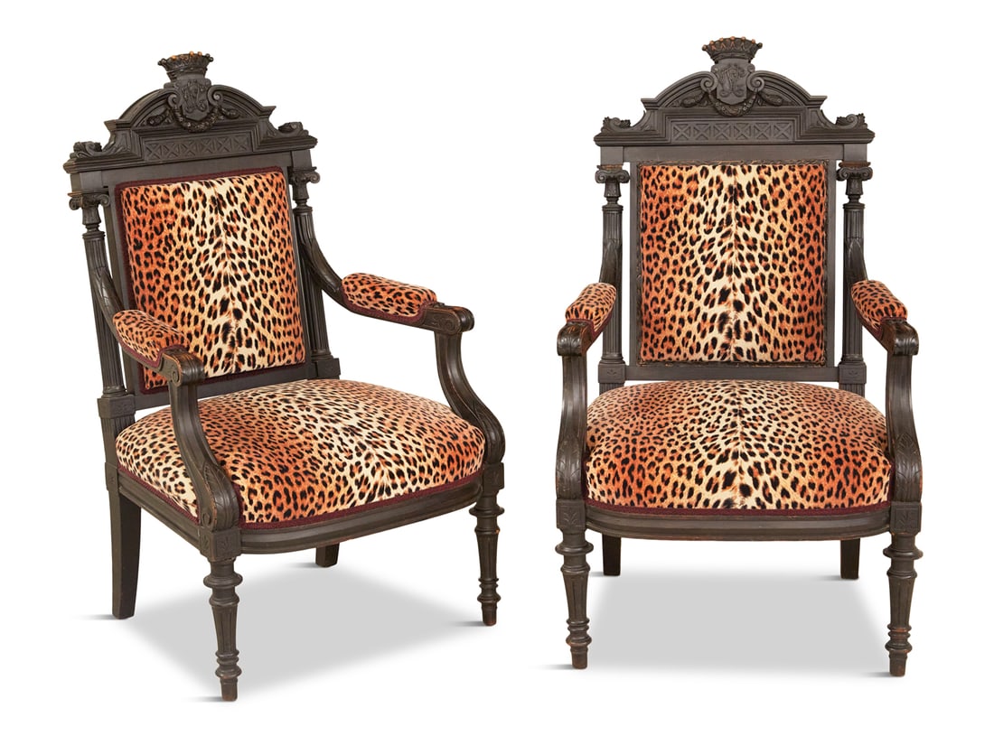 Pair of Napoleon III-Style Ebonized Fauteuils (1 of 2)