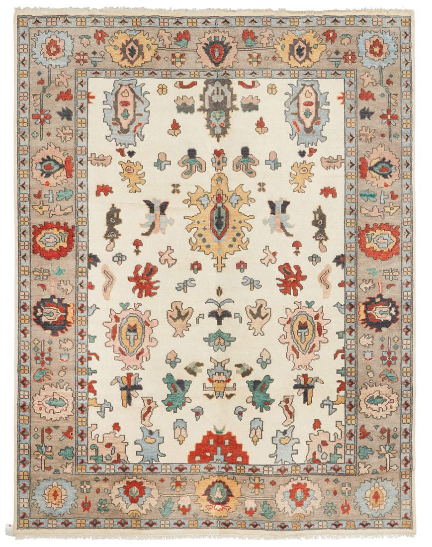 Turkish Angora Oushak Carpet: Turkish Angora Oushak Carpet 9'' x 11'' 9"