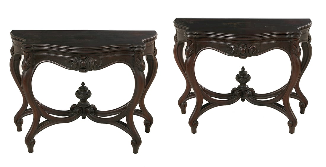 Pair of American Rococo Revival Console Tables (1 of 3)