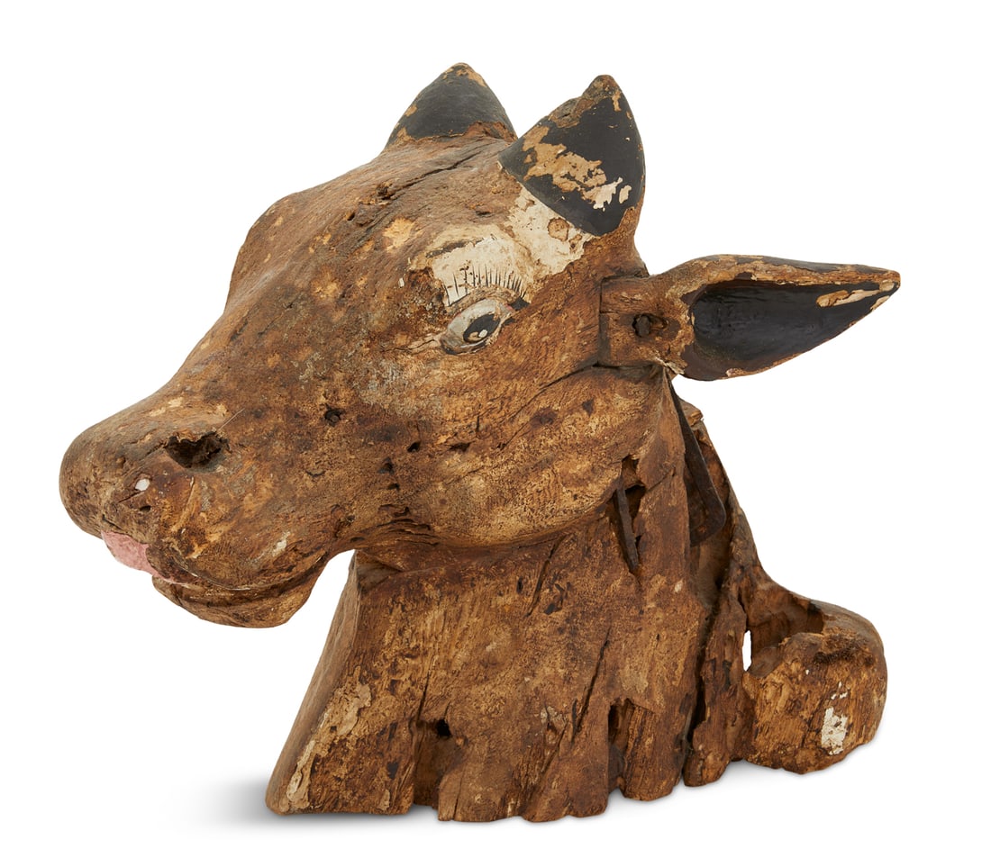 Carved Wooden Cow Head (1 of 5)