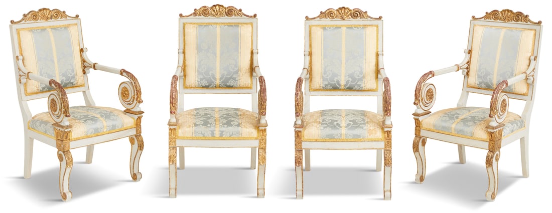 Four Polychrome and Parcel-Gilt Armchairs (1 of 3)