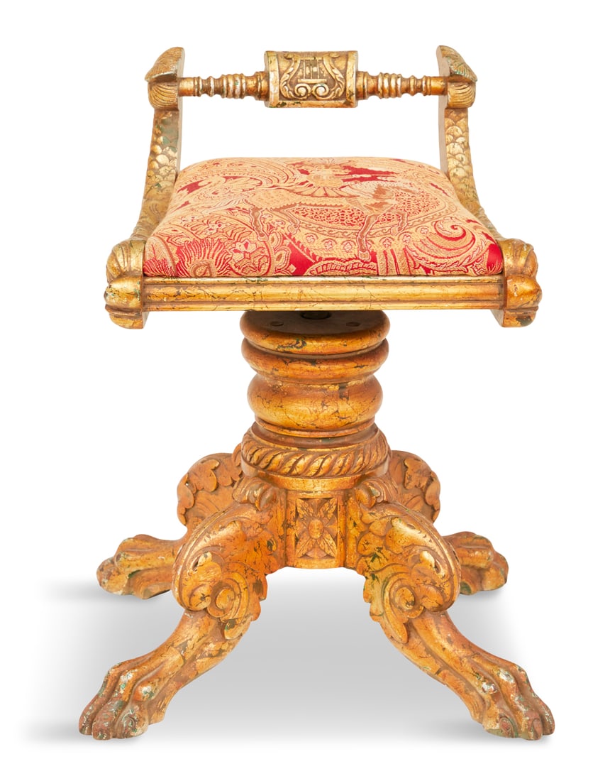 American Late Classical Giltwood Piano Chair (1 of 4)