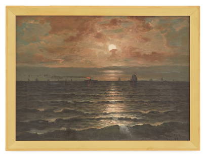 Charles Craig (American, 1846-1931): Charles Craig(American, 1846-1931)"Moonlight"oil on canvassigned lower right.Framed.16" x 22-1/8", framed 18" x 24"