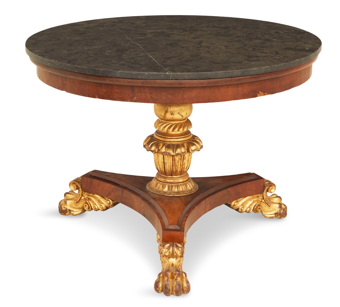 Mahogany and Marble-Top Center Table (1 of 5)