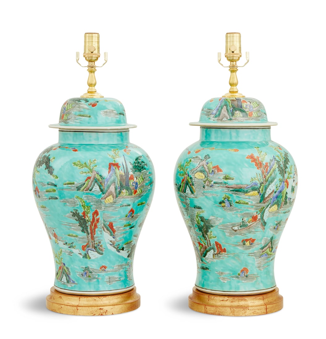 Pair of Chinese Export Ginger Jar Lamps (1 of 1)