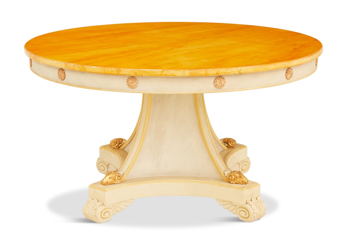 Faux Marbre Creme Peinte Center Table (1 of 3)
