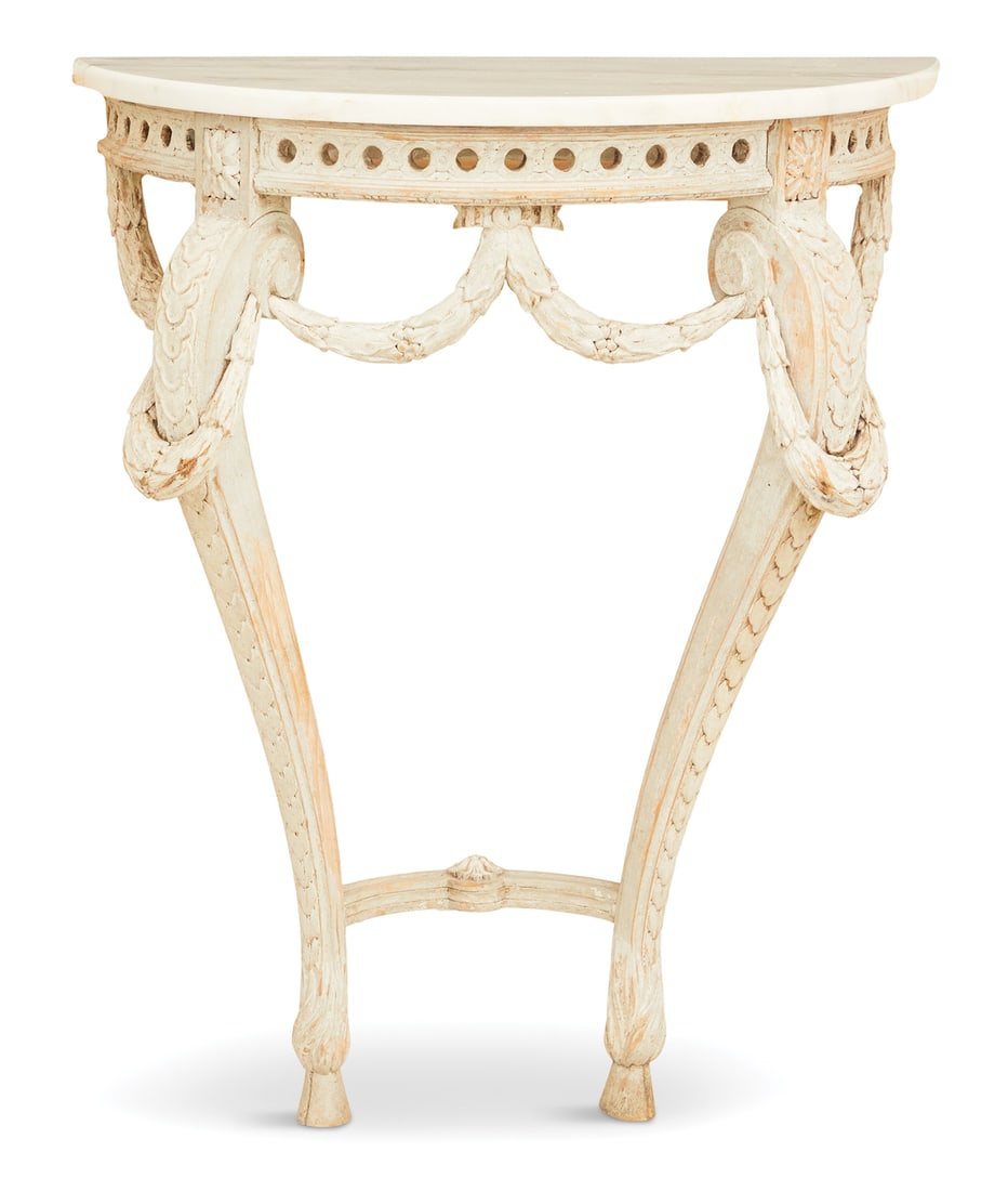 Polychrome and Marble-Top Console (1 of 2)