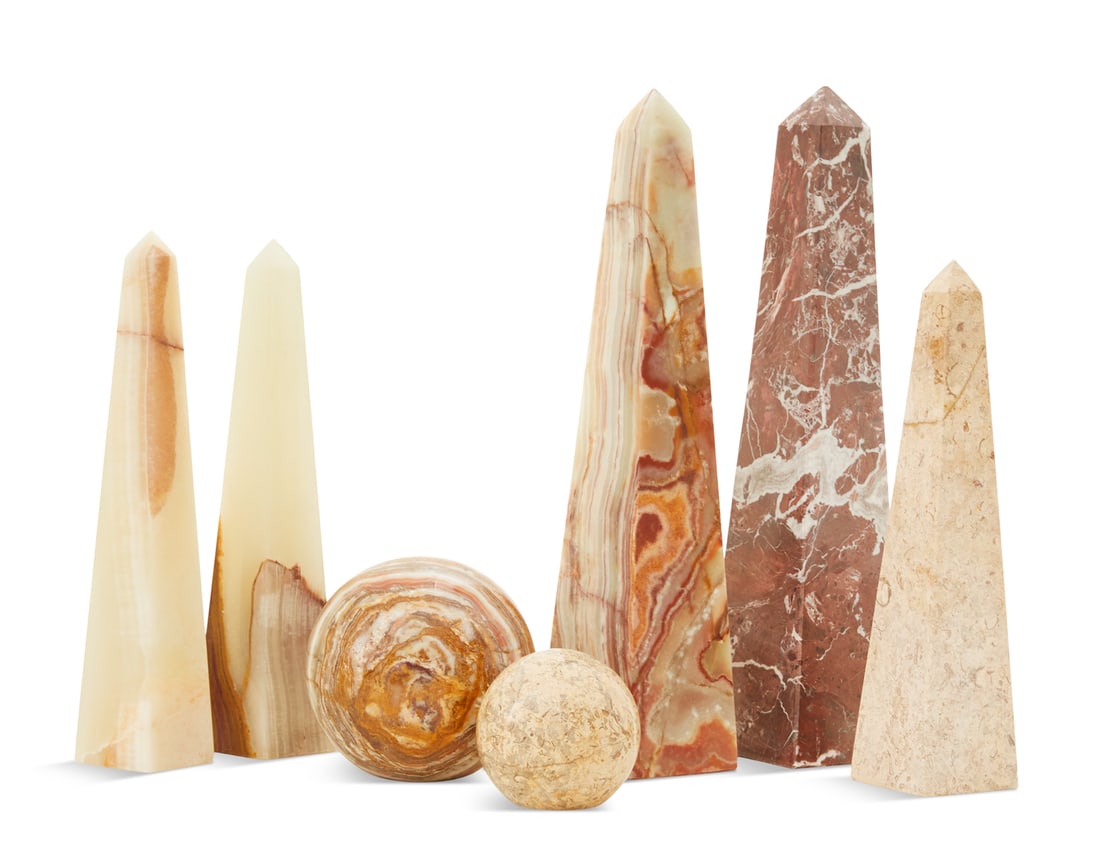 Collection of Polished Stone Obelisks and Spheres (1 of 2)