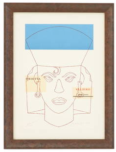 Eduardo Arroyo (Spanish, 1937-2018): †Eduardo Arroyo(Spanish, 1937-2018)"Orietta", 2000silkscreen and collagepencil-signed and dated lower right, numbered "50/100" lower left.Float-mounted, glazed and framed.23-1/2