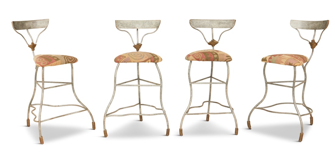 Four Custom Mario Villa Mixed Metal Bar Stools (1 of 4)