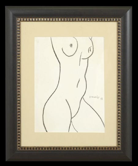Henri Matisse (French, 1869-1954): Henri Matisse (French, 1869-1954), "Nude" and "Head of a Girl", two black and white lithographs, both signed and dated in stone, sheet 14" x 11". Both glazed and framed.