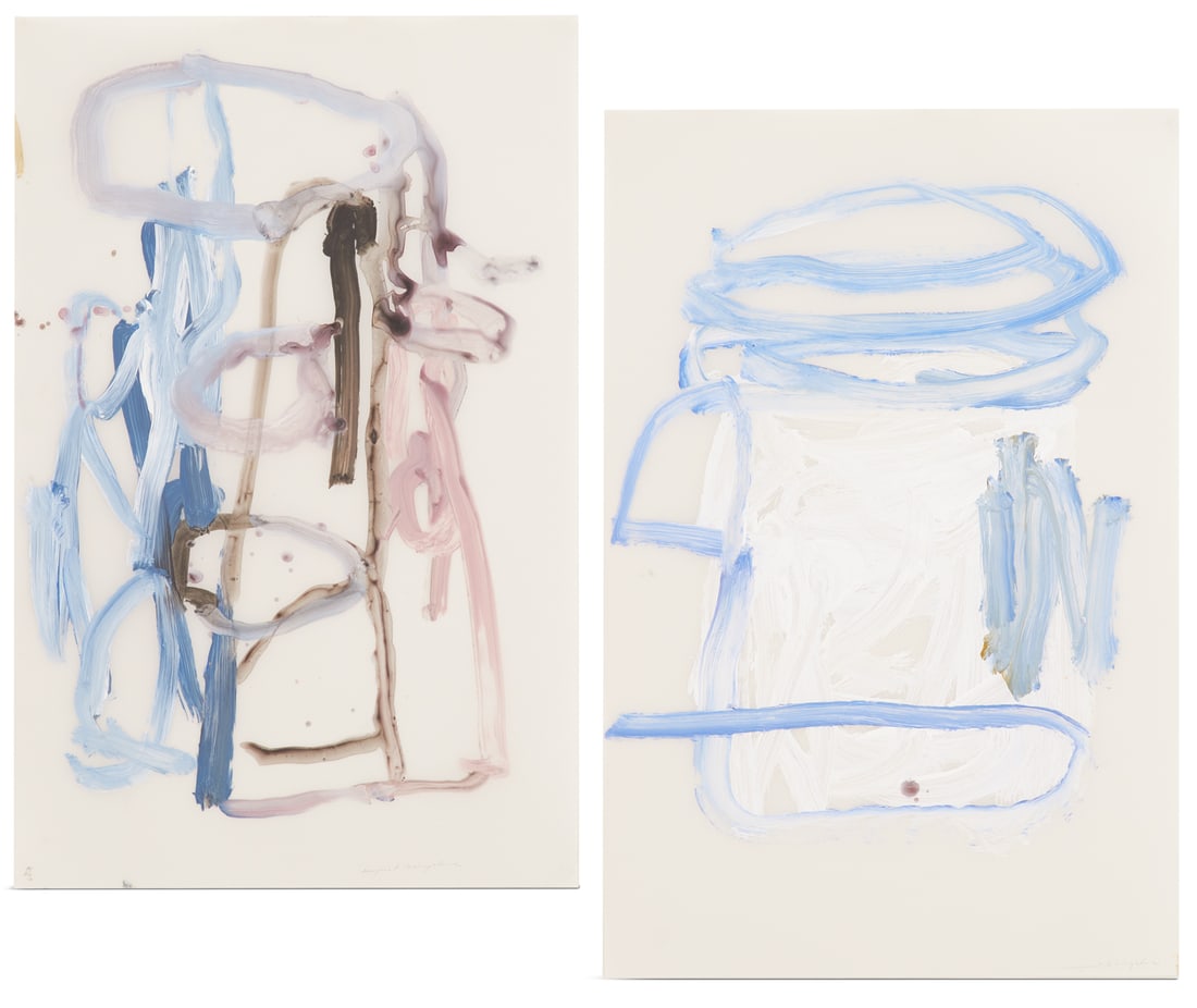 Margaret Evangeline (American, b. 1943): Margaret Evangeline(American/Louisiana, b. 1943)"Untitled - Halos""Untitled - Halos"two oils on glassine papereach signed lower left.Unframed.each 34" x 21-1/2"