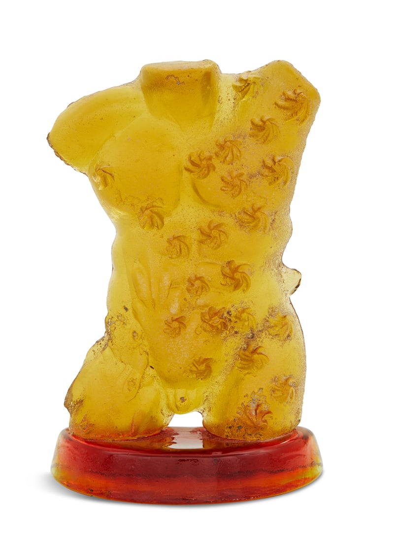 Mitchell Gaudet (American/Louisiana, b. 1962): Mitchell Gaudet(American/Louisiana, b. 1962)"Yellow Torso"molded glassunsigned.h. 10-1/2", w. 6-3/4", d. 3-1/2" Provenance: Private collection, New Orleans, Louisiana.