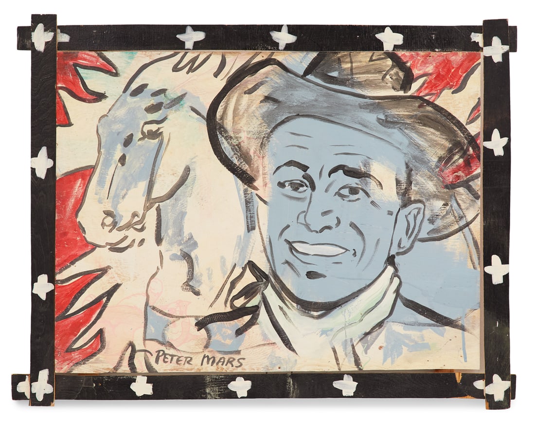 Peter Mars (American, b. 1959): Peter Mars(American, b. 1959)"Cowboy Dream", 1989mixed media on plywoodsigned lower left, signed, dated and titled en verso.29" x 38"