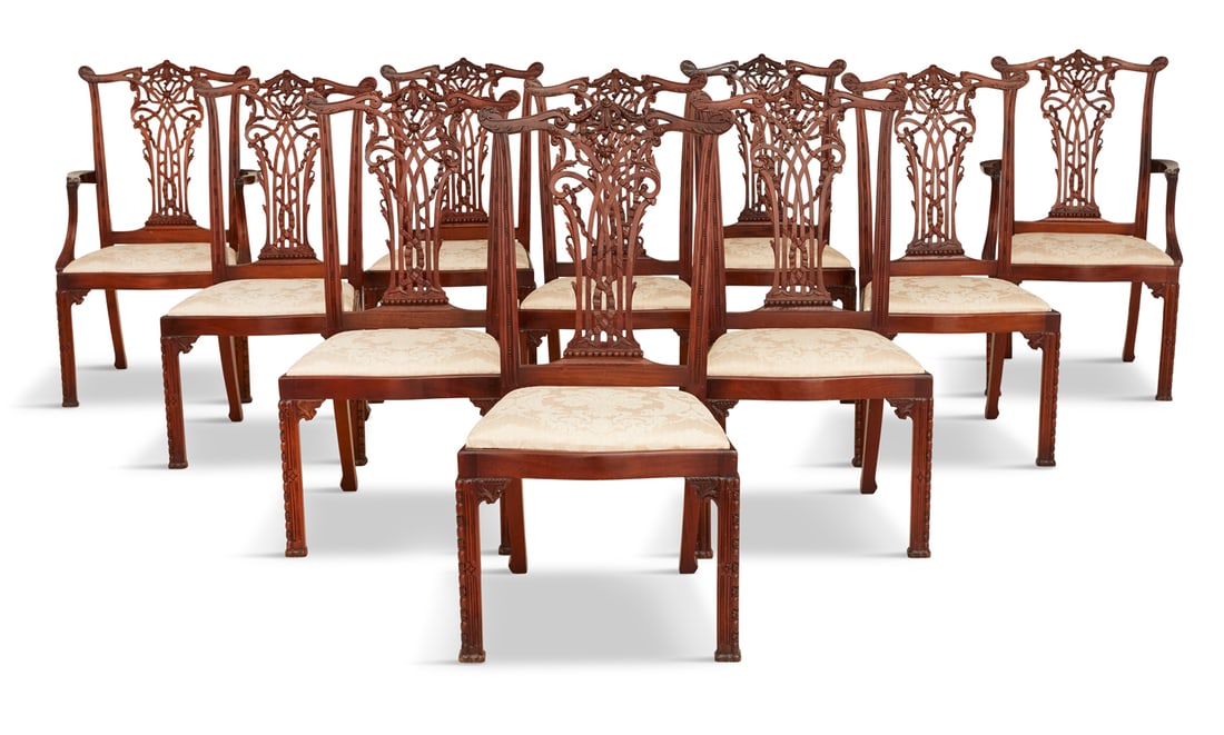 Ten George III-Style Mahogany Dining Chairs (1 of 4)