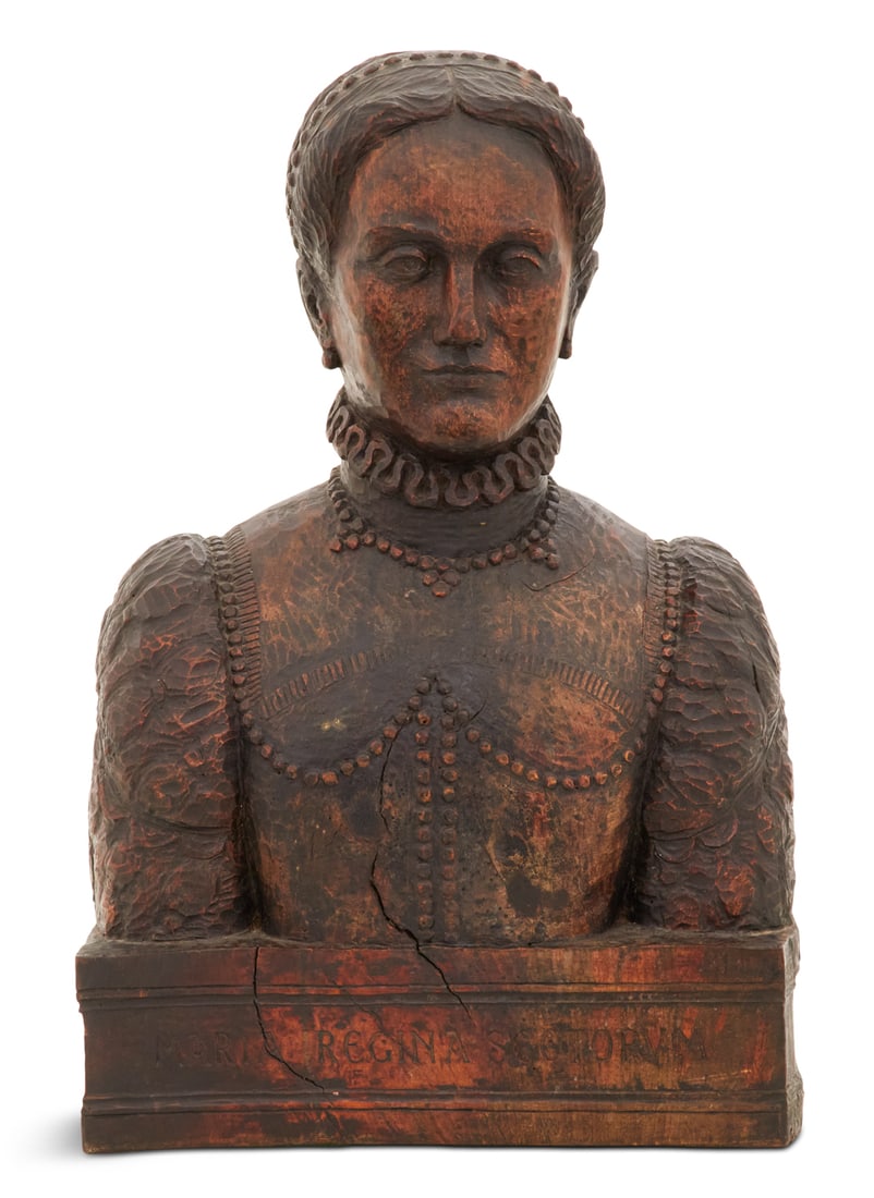 Carved Walnut Bust of Mary, Queen of Scots (1 of 6)