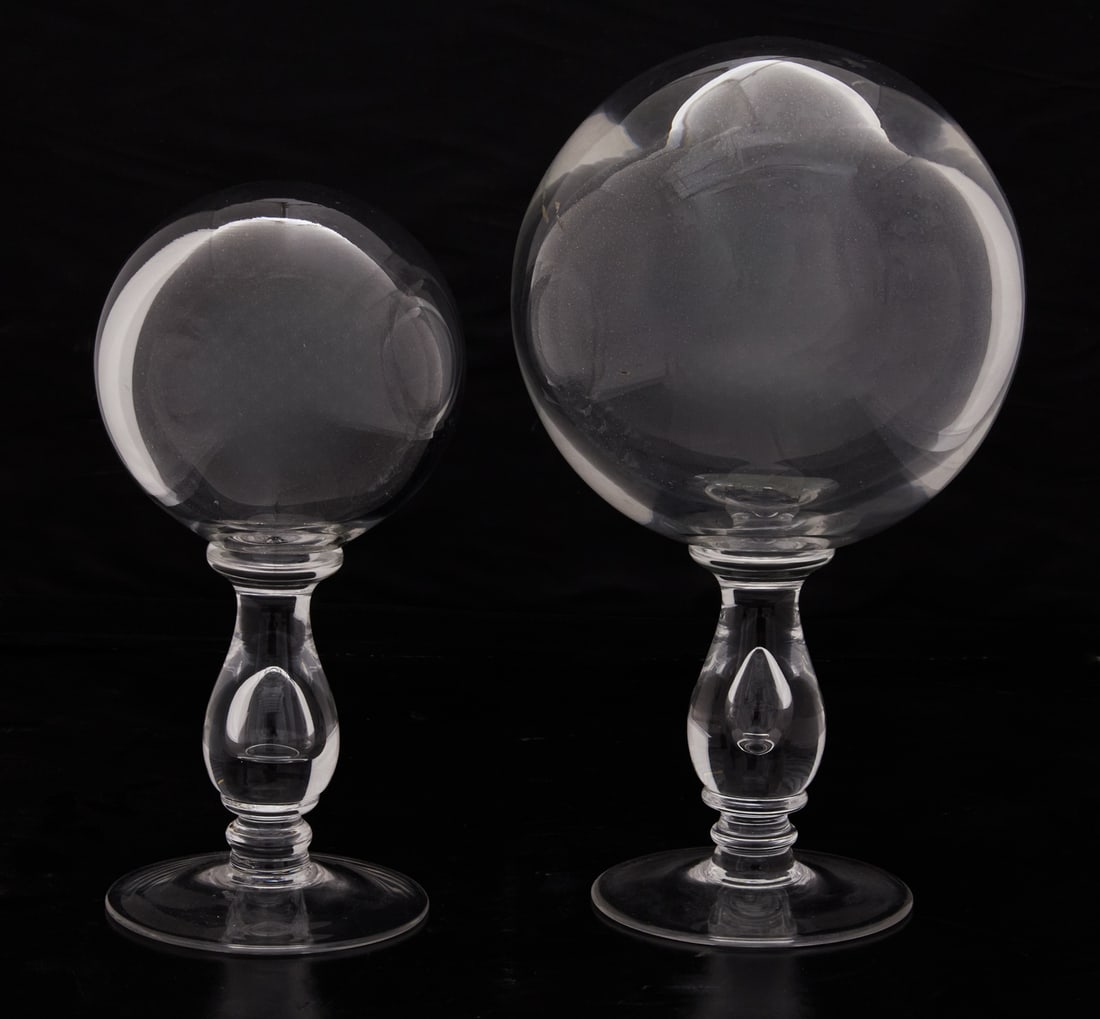 Two Graduated Blown Glass Wig Stands (1 of 2)