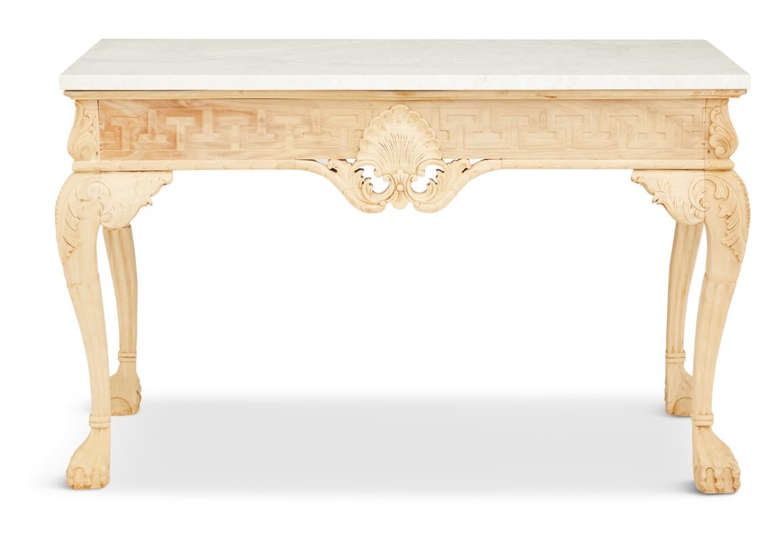 Bleached Mahogany and Marble-Top Side Table (1 of 3)