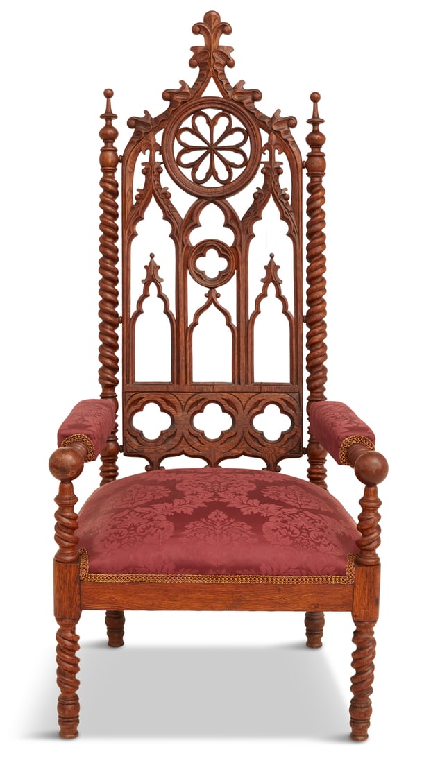 American Gothic Revival Oak Armchair (1 of 3)