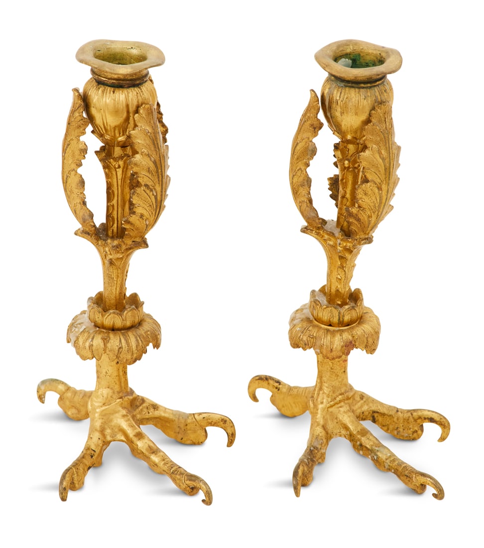 Pair of Victorian Gilt-Brass Candlesticks (1 of 3)