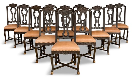 Suite of Twelve Portuguese Oak Side Chairs