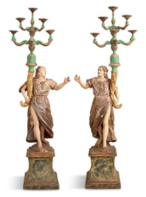 Large Pair of Italian Wooden Torcheres