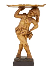 Florentine Figural Giltwood Tabouret