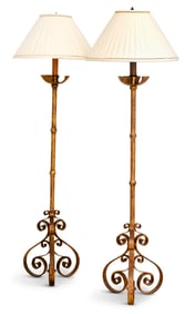 Pair of Gilt-Metal Floor Lamps