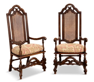 Pair of Flemish-Style Fruitwood Armchairs