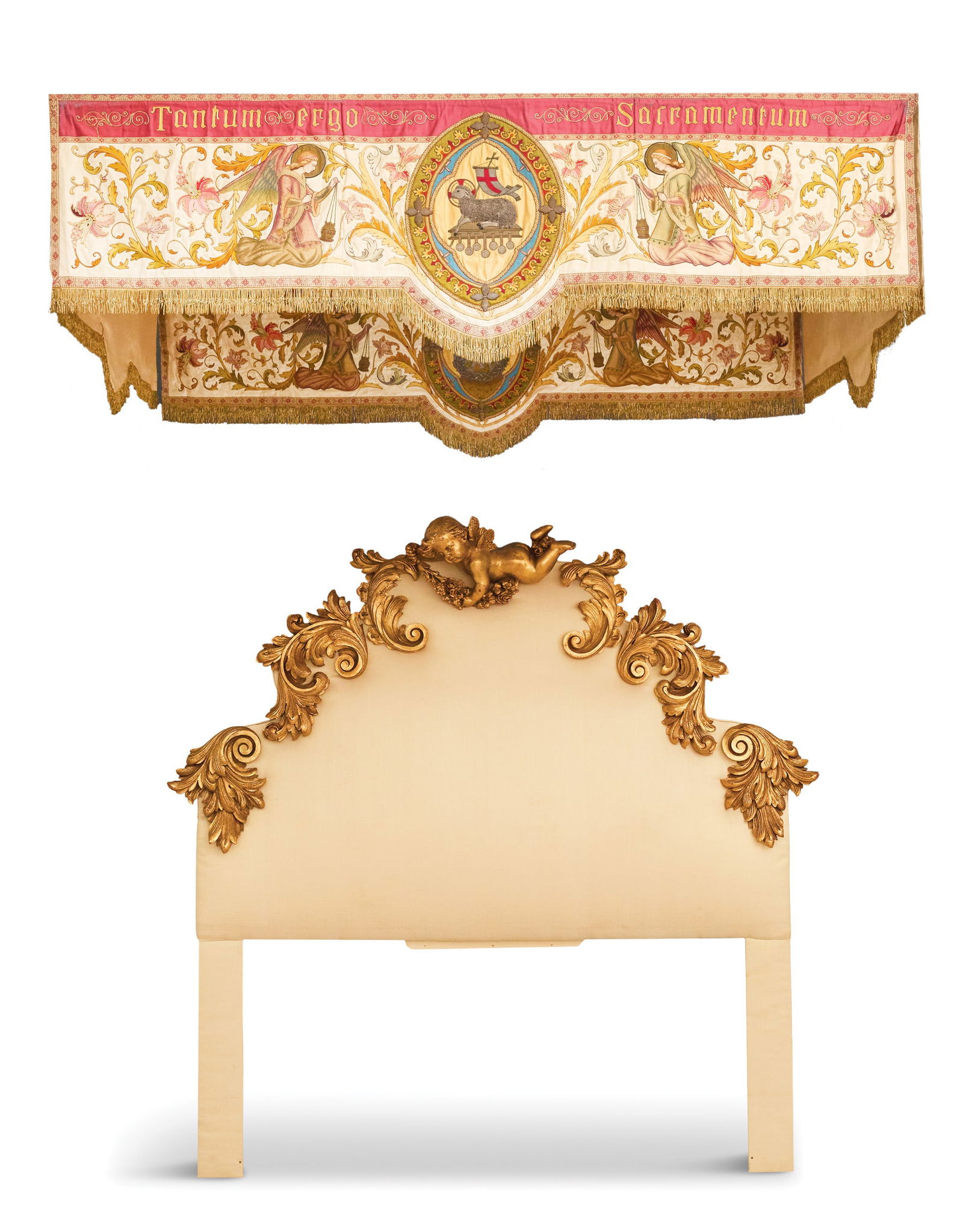 Upholstered King Size Headboard and Tester (1 of 8)