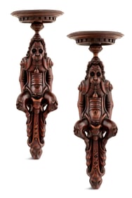 Pair of Carved Fruitwood Corbel Brackets