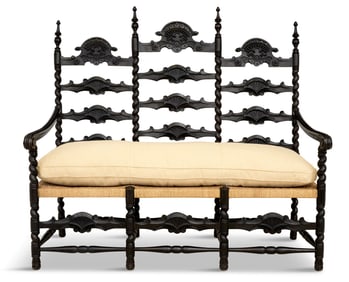 Portuguese Ebonized Settee