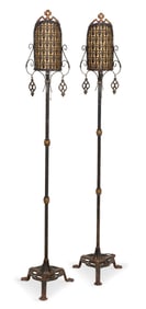 Pair of  Parcel-Gilt Art Deco Floor Lamps