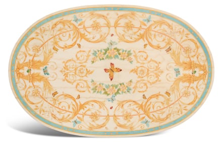 Oval Marble and Scagliola-Decorated Top
