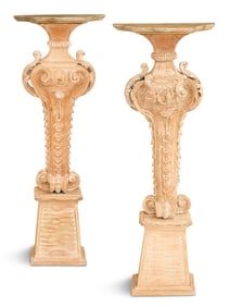Pair of Italian Baroque Carved Wood Pedestals