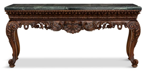 Mahogany and Marble-Top Side Table