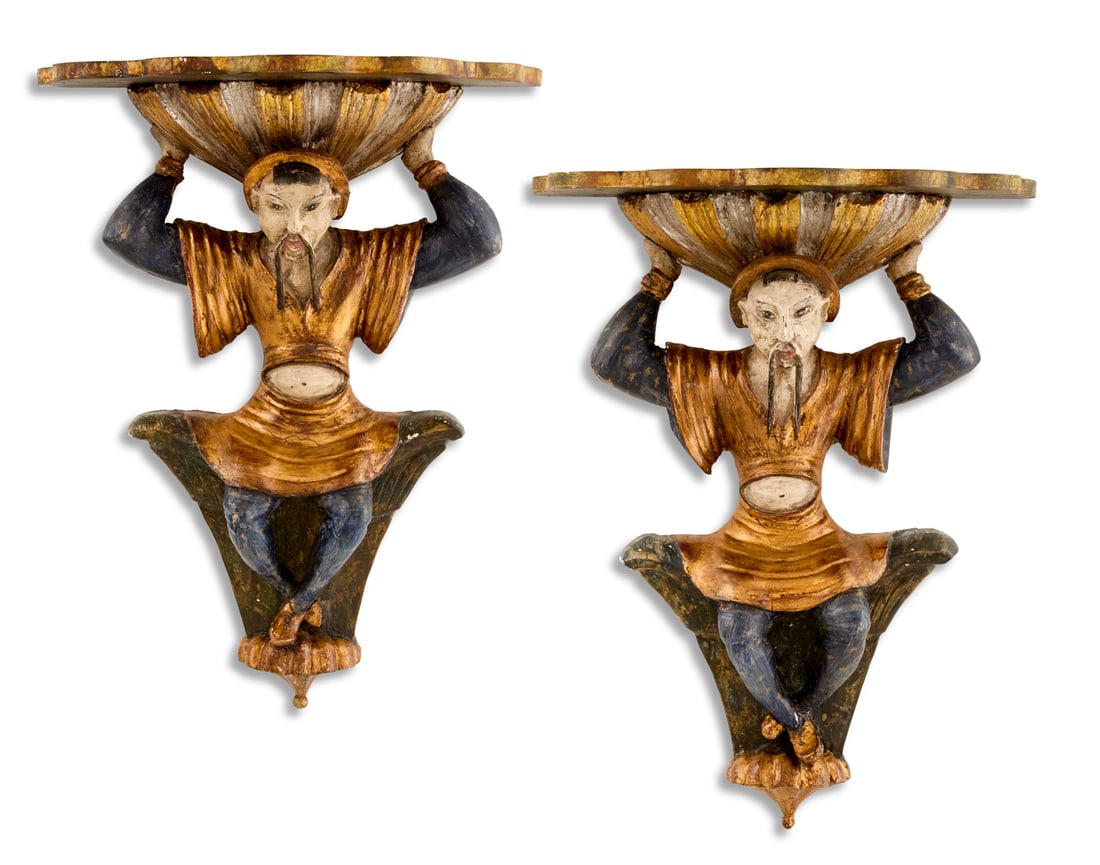 Mandarin Carved Wood Figural Wall Brackets (1 of 5)