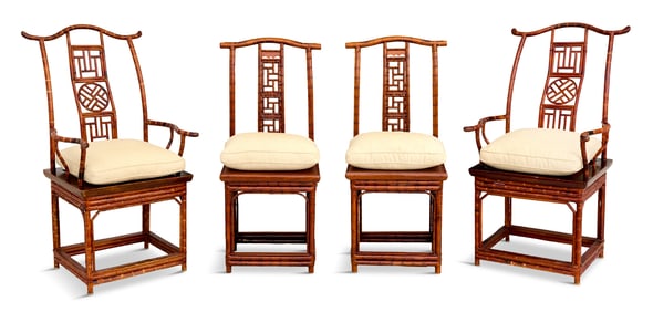 Suite of Four Chinese Export Bamboo Chairs