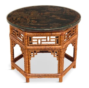 Lacquer and Bamboo Cocktail Table