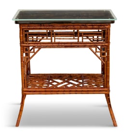 Chinese Export Lacquered Bamboo Side Table