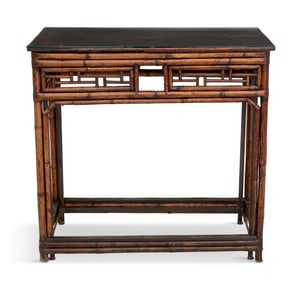 Chinese Export Bamboo and Yew Wood Center Table