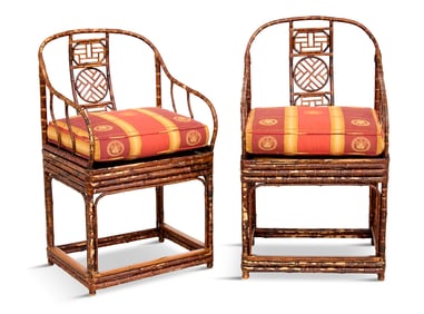 Pair of Chinese Export Bamboo Armchairs