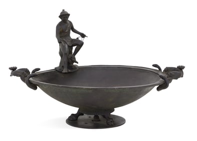 Small Italian Patinated Bronze Fountain