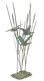 Large Bronze Sculpture of Flying Ducks