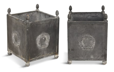 Pair of Neoclassical-Style Metal Tree Tubs
