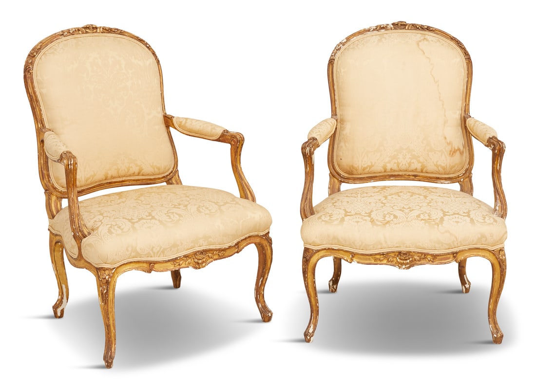 Pair of Louis XV-Style Giltwood Fauteuils (1 of 2)