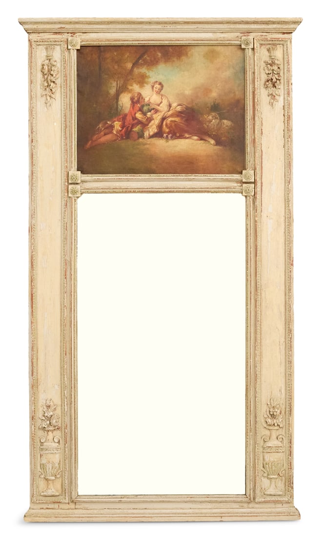 Directoire Creme-Peinte Wood Trumeau Mirror (1 of 5)
