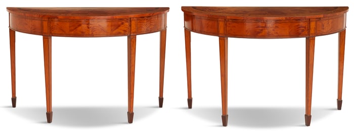 Mahogany and Satinwood Side Tables